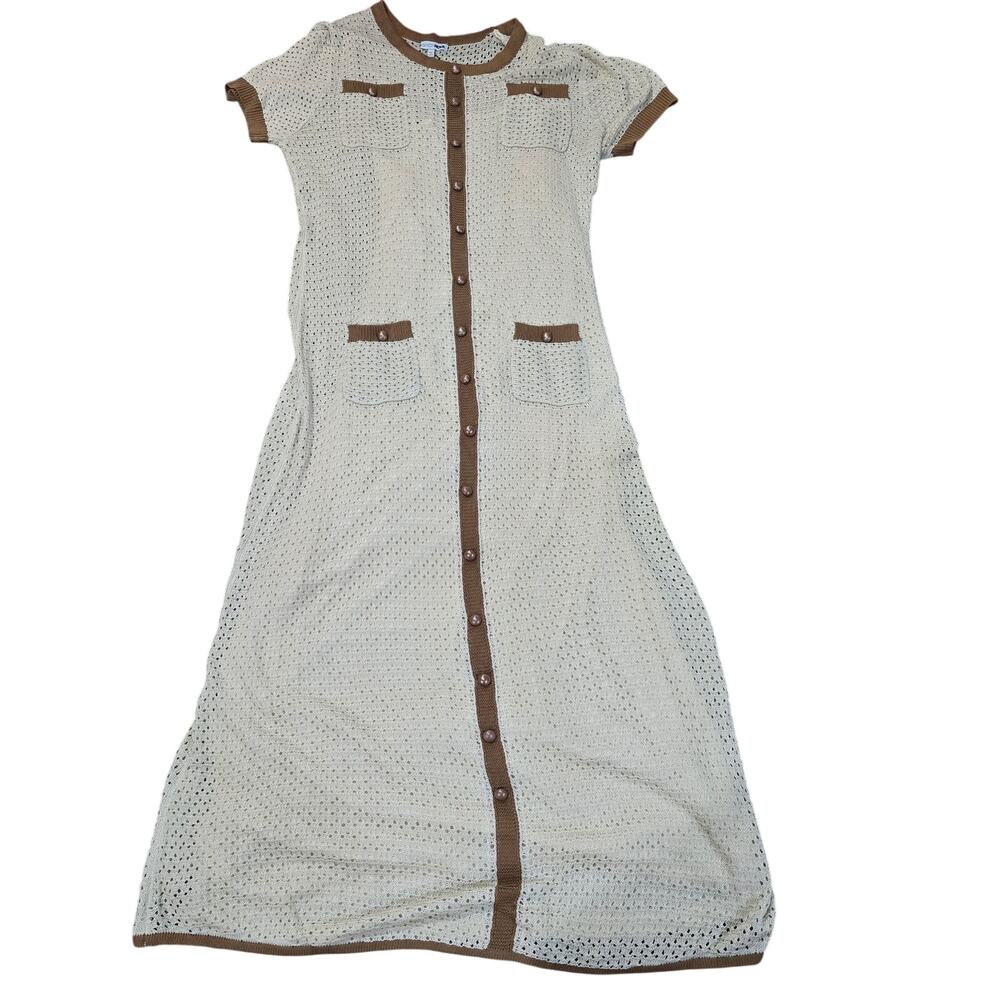 Fashion Nova Elena Crochet Maxi Dress┃ Cream Brown 2X ┃Boho Vintage Style - Picture 10 of 10